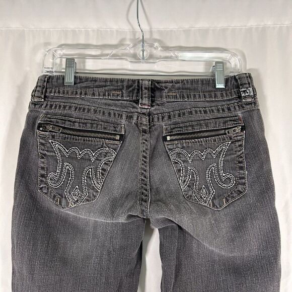 MEK Ulan Baton Cigarette Jeans Women's 28x34 Grey Denim Low Rise Embroidered - Picture 8 of 11